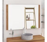 Baikal Specchio da bagno, specchio con lato in legno. Opzione con e senza LED. Stili che si adattano al bagno o a qualsiasi stanza della casa. 120 x 80 cm Laterale Legno Teka