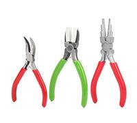 Bail Making Pliers Set 3Pcs | Nylon Flat Nose & Curved Nose Jewelry Pliers | 6 - Section Round Mouth Pliers for Wire Coiling/C - Rings/Ear Hooks