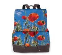 BAIlann Poppies on Blue Sky Print Trendy Zaino multiuso da donna borsa impermeabile per viaggi lavoro vita quotidiana