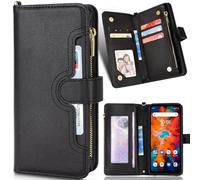 BAILI Custodia con Cerniera per Doogee S96 PRO, Tasca con Cerniera da Polso a Mano, Copertura Magnetica del Portafoglio Stand per Doogee S96 PRO-Nero