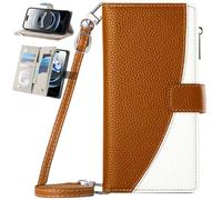 BAILI Custodia in pelle con portafoglio per Realme GT Master con cinturino da polso, cavalletto, porta carte, tasca con cerniera per Realme GT Master-Marrone