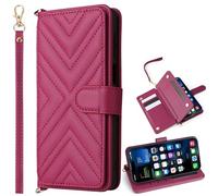 BAILI per ZTE nubia Focus 2 5G Custodia, Flip Wallet Cover in Pelle con 6 Slot per Carte Cavalletto Magnetica per ZTE nubia Focus 2 5G-Rosso