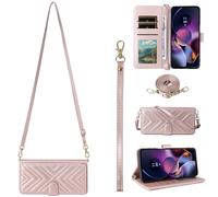 BAILI per ZTE nubia Neo 2 5G Custodia, Flip Wallet Cover in Pelle con 6 Slot per Carte Cinturino da Polso Magnetica per ZTE nubia Neo 2 5G-Rosa