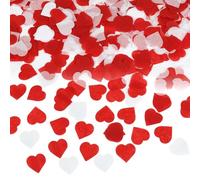 Bailinks Confetti di Carta 2,5 cm - 50g Coriandoli Colorati per Decorazioni di Matrimonio, Festa di Compleanno, Baby Shower, Cuori e Cerchi, Confezione da 5000 Pezzi Scintillanti (Rosso Bianco)
