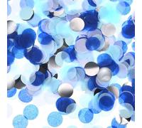 Bailinks Confetti di Carta 2,5 cm - 50g Coriandoli Colorati per Decorazioni di Matrimonio, Festa di Compleanno, Baby Shower, Cuori e Cerchi, Confezione da 5000 Pezzi Scintillanti (Argento Blu)
