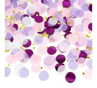 Bailinks Confetti di Carta 2,5 cm - 50g Coriandoli Colorati per Decorazioni di Matrimonio, Festa di Compleanno, Baby Shower, Cuori e Cerchi, Confezione da 5000 Pezzi Scintillanti (Viola Rosa Bianco)