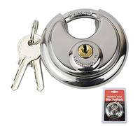 Bailinks Lucchetto a disco per impieghi gravosi, lucchetto a chiave per esterni, lucchetti in acciaio inossidabile per esterni resistenti all'acqua antitaglio per capannoni garage con 2 chiavi