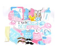 Bailinks Set di 30 Accessori per Foto Booth Divertenti, Ideali per Gender Reveal e Baby Shower, Decorazioni per Feste di Nascita e Battesimo, Puntelli per Foto Creativi per Neonati