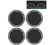 Bailinks Set di 4 Car Coasters Universali, Supporto Antiscivolo per Bevande in Silicone, Accessori Interni Auto, Design con Cristalli di Alta Qualità, Resistenti al Calore, 7cm (Nero)