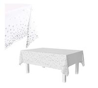 Bailinks Tovaglie per feste, confezione da 2 tovaglie usa e getta, 137 x 274 cm, in plastica, rettangolare, per feste di compleanno, picnic, Halloween (stella argentata)