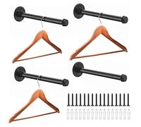 Bailoo Appendiabiti da parete a forma di tubo industriale, 30,5 cm, confezione da 4, resistente, rustico, vintage, in acciaio nero, asta per appendere abiti