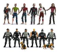 Baimiby 6 action figure di uomini dell'esercito contro 6 zombie, set da gioco militare realistico con armi 2 figure di cani, Halloween per ragazzi 4-7 (14 pezzi)