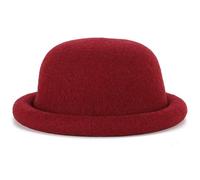 BAIMORE Cappello a bombetta vintage da donna, tinta unita, orlo arrotolato in feltro di lana, cappello alla pescatora, Vino rosso, Taglia unica