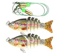 Baims da nuoto per pesca al bar, esche da pesca per trota - Langa realistica multi-articolazione Spinnerbait | 2 x Crankbait a flusso lento per acqua e salata accessorio