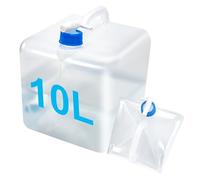 Baimuni Contenitore per l'acqua Pieghevole, 10L Quadrato Morbido Serbatoio Tanica d'Acqua con Rubinetto e Manico per Il Trasporto, Portatile, per Campeggio, attività all'aperto e Emergenza