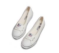 BAINASIQI Ballerine da donna con lacci, scarpe basse estive per il tempo libero, bianco, 39 EU