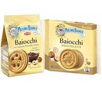 Baiocchi Mix Nocciolatte e Classico Biscotti Ripieni di Crema al Cacao, Nocciole e Latte per mulino bianco 168g [2 Confezioni]
