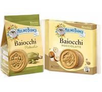 Baiocchi Mix Nocciolatte e Pistacchio Biscotti Ripieni di Crema al Pistacchio, Nocciole e Latte per mulino bianco 168g [2 Confezioni]