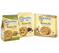 Baiocchi Tris Classico, Nocciolatte e Pistacchio Biscotti Ripieni di Crema al Cacao, Pistacchio, Nocciole e Latte per mulino bianco 168g [3 Confezioni]