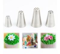 Baipesiy Set di 4 beccucci in acciaio inox, per decorare torte, cupcake, biscotti, purea di castagne, crema al burro, glassa, decorazione per glassa