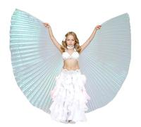 Baisdan Ali di Danza del Ventre per Bambini, Ali di Iside, Ali di Farfalla con Asta Telescopica per Danza del Ventre, Carnevale, Palcoscenico, Festa di Natale Trasparente