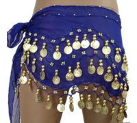 Baisdan - Cintura Danza del Ventre, Danza del Ventre Gonna di Avvolgente con Monete d'oro Gonna Rave Costumi di Danza del Ventre per Zumba i Yoga Latino Latino Blu Scuro