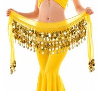 Baisdan - Cintura Danza del Ventre, Gonna Danza del Ventre Avvolgente Can Monete d'oro di Paillettes Scintillanti per Spettacoli di Danza del Ventre, lezione di Yoga