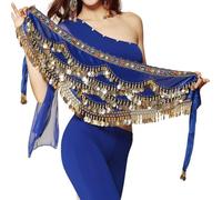 Baisdan Cintura di Danza del Ventre da Donna con Monete e Costume con Strass Colorati
