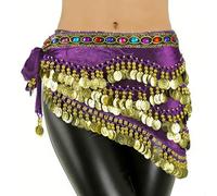 Baisdan Cintura di Danza del Ventre da Donna con Monete e Strass Colorati per Costume
