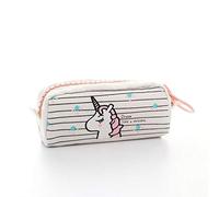 BaiSe - Astuccio grande con cerniera a forma di unicorno, grande capacità, in tela, per la scuola, penne, articoli per la scuola, cancelleria, estuches