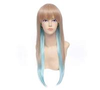 Baisheng 60cm Marrone Blu Dritto Lungo Sintetico Completo Cosplay Parrucca Anime (60cm-Marrone blu)