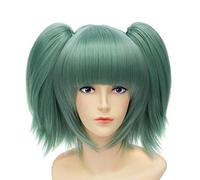 Baisheng Assassination Classroom Kayano Kaede Verde Double Ponytail Parrucca Cosplay Cosplay Anime Dance Party Fibra Sintetica Capelli Pieni Resistenti Al Calore Parrucche (base wig 30cm+pigtail 30cm-verde)
