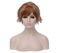 Baisheng breve sintetica soffici parrucche ondulate un po 'ricci femminili si accendono parrucca capelli corti ragazza regalo di lino 30cm (30 cm-marrone)