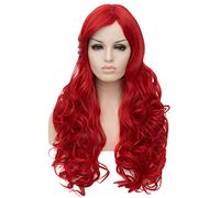 Baisheng Capelli ricci lunghi Parrucche in fibra resistenti al calore Harajuku Stile Lolita per Cosplay Halloween Party Parrucca rossa delle donne (70CM-rosso)