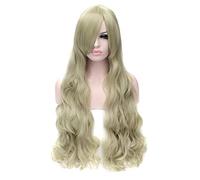 Baisheng cenere bionda alta densità resistente al calore tessuto di capelli sintetici parrucche piene per le donne costume anime fibra piena di capelli resistenti al calore parrucche (80cm -Erba verde)