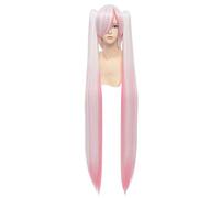 Baisheng Cherry Miku 30cm + 100cm Argento rosa dritto Hatsune Miku Cosplay parrucca lunga Parrucca (Parrucca di base 30cm+100cm treccia-Bianco polvere)