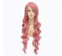 Baisheng Daily Wild Wig Ondulata lunga ondulata da donna Big Waves Ramp Bangs Smoke Pink Costume Parrucca Cosplay Anime (70cm-Fumo rosa)