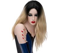 Baisheng delle donne alla moda ricci lunghi Bob parrucca signore fancy dress Cosplay parrucche pop costume party (45cm-luce d'oro)