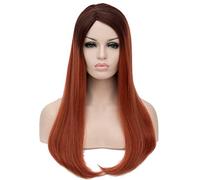 Baisheng donne Halloween Fancy Party Cosplay parrucca piena parrucca sintetica diritta lunga 23,62 pollici (60 cm-marrone sfumatura rossa)