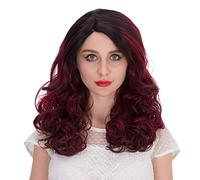 Baisheng Donne Halloween Night Party Gradiente Colore Ricci Capelli Lunghi Parrucca Cosplay Lunga (50cm-Colorazione nera rossa)