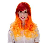 Baisheng Fashion Side Parting Long Curly Wave Women Cosplay Parrucche per capelli Show Party (21,65 pollici-sfumatura arancione)