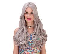 Baisheng Fashion Side Parting Long Curly Wave Women Cosplay Parrucche per capelli Show Party (27,56 pollici-grigio)