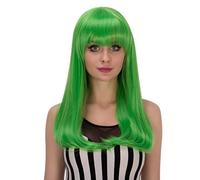 Baisheng Halloween Women Fashion Cosplay Neat Bangs parrucca lungo rettilineo Capelli sintetici (60cm-verde)