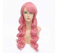 Baisheng Harajuku Fumo da donna rosa Lolita Loli Big Waves Ondulata Halloween Costume parrucca da capelli (60cm-Rosa)