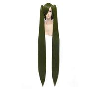 Baisheng Hatsune Miku 30cm + 100cm 2 Ponytails verde scuro lunga parrucca piena del costume cosplay Parrucca (Parrucca di base 30cm+ treccia100cm-Army Green)