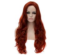 Baisheng Le donne lungo lato dritto di separazione naturale nero Cosplay piena moda nuove parrucche Anime costume in fibra sintetica piena di capelli resistenti al calore parrucche (27,56 pollici-vino rosso)