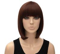 Baisheng Le donne lungo lato dritto separazione naturale nero Cosplay piena moda nuove parrucche costume anime fibra sintetica piena di capelli resistenti al calore parrucche (11,81 pollici-marrone scuro)