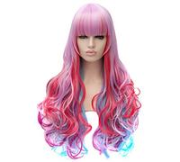 Baisheng Le donne lungo lato dritto separazione naturale nero Cosplay piena moda nuove parrucche costume anime fibra sintetica capelli pieni parrucche resistenti al calore (27.56inch-LW-1073 Qi grado di lavanda)