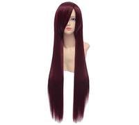 Baisheng Makinami Mari Illustrious 80 centimetri rosa rosso dritto extra lungo sintetico completo costume cosplay parrucca vestito (80cm-Marrone)