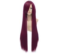Baisheng Makinami Mari Illustrious 80cm rosa rosso dritto extra lungo sintetico completo costume cosplay parrucca anime (80cm-Rosso marrone)